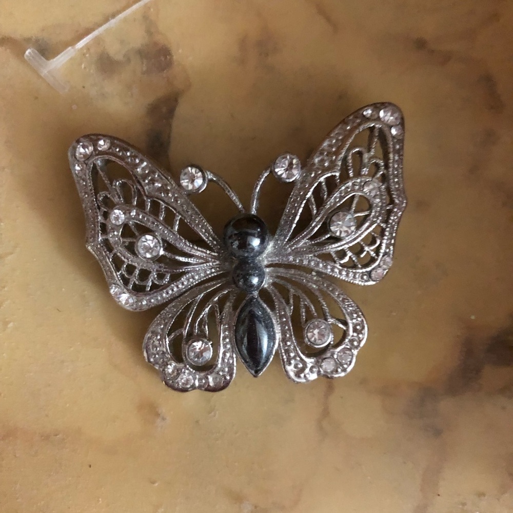 Set of 2 Multi color butterfly, Elegant Silver Butterfly Brooch.